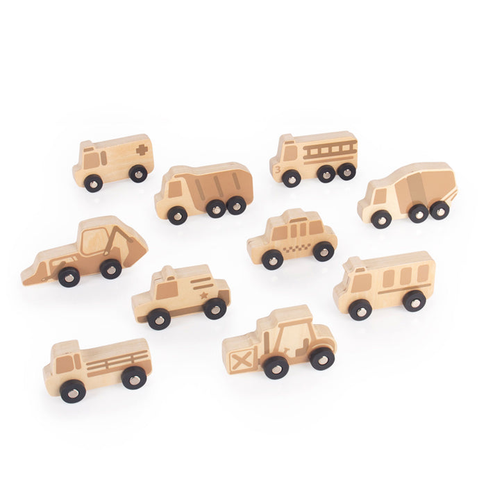 Guidecraft Mini Wooden Trucks   Set of 10