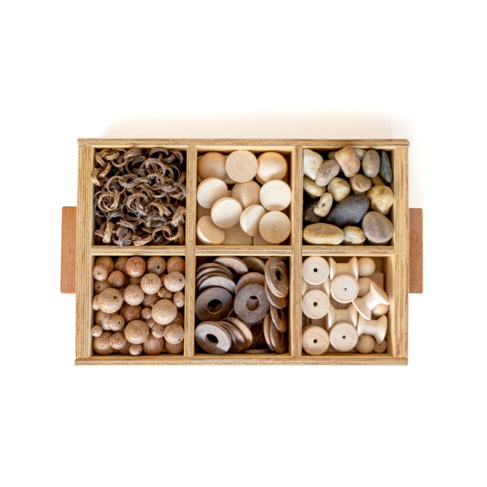 NZ Upcycled Wooden Loose Parts Sorting Tray (6 Partition)